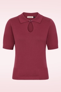 Banned Retro - Rosanna gebreide top van katoen in bordeauxrood 2