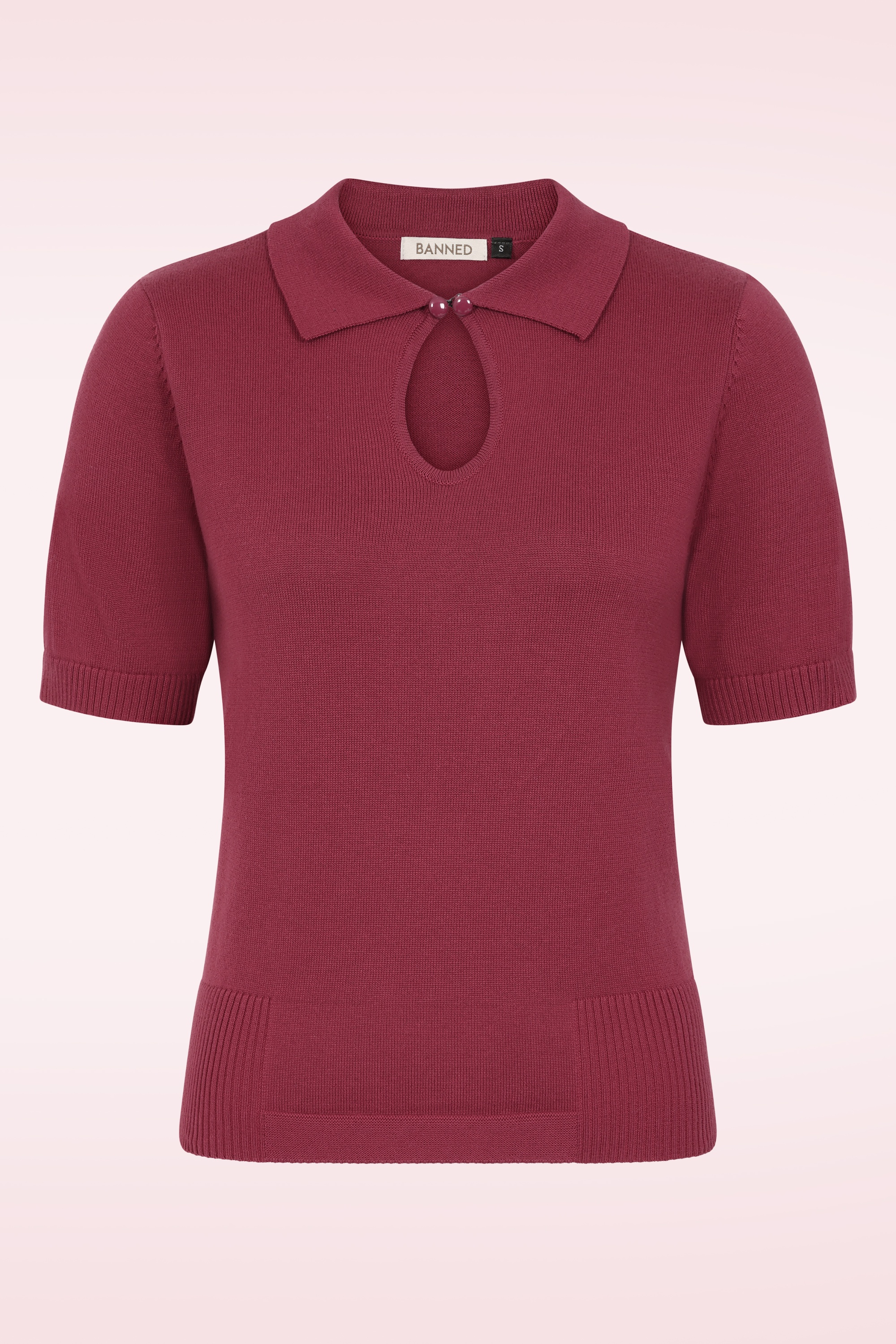 Banned Retro - Rosanna gebreide top van katoen in bordeauxrood 2