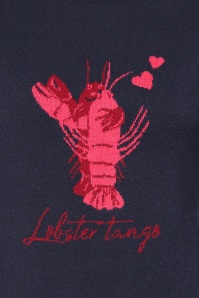 Banned Retro - Joy Lobster gebreide trui in navy 3