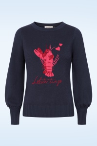 Banned Retro - Joy Lobster gebreide trui in navy 2