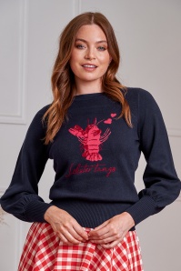 Banned Retro - Joy Lobster gebreide trui in navy