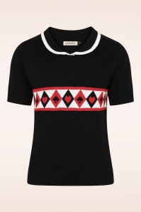 Banned Retro - Mila Ace gebreid truitje in zwart 2