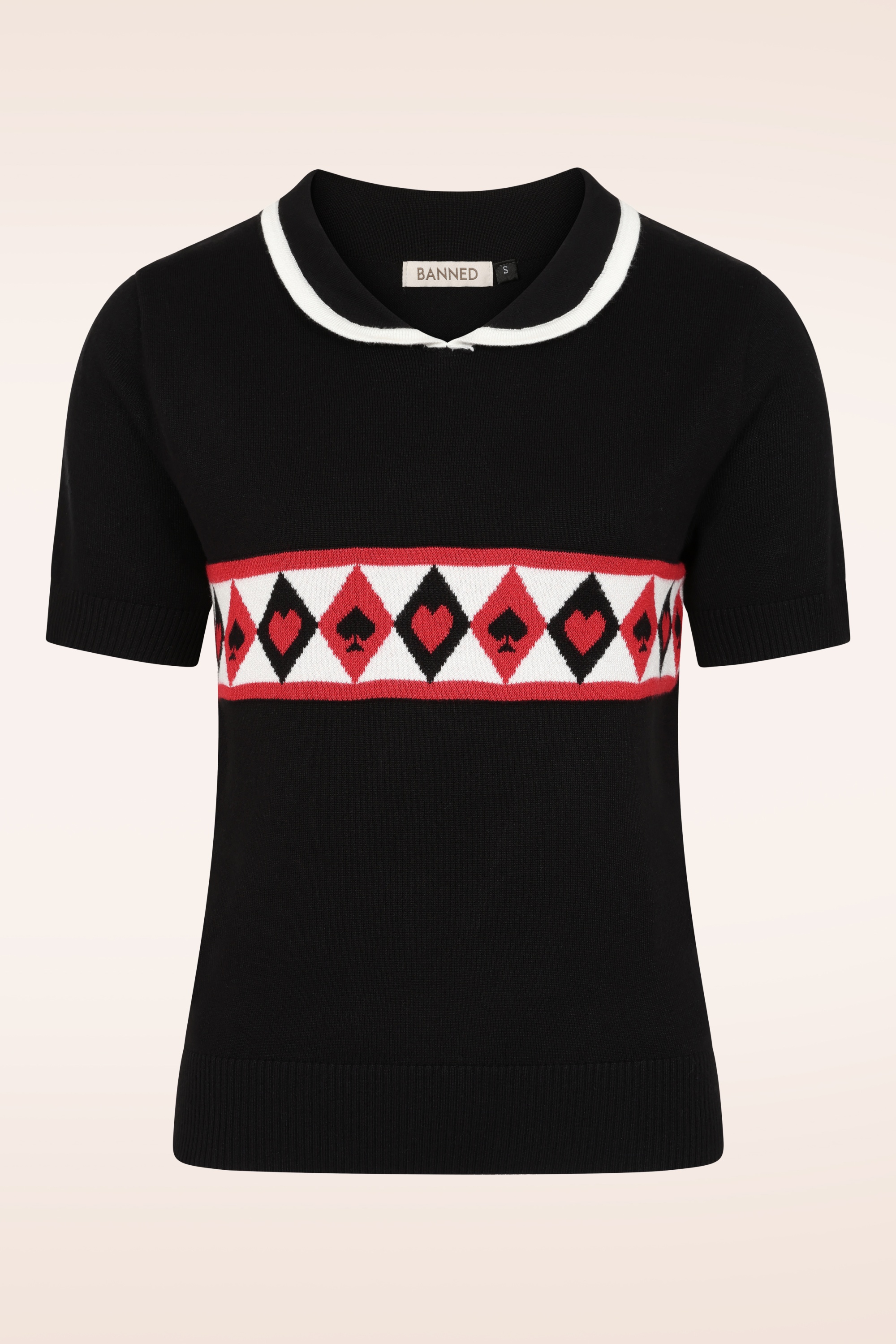 Banned Retro - Mila Ace gebreid truitje in zwart 2