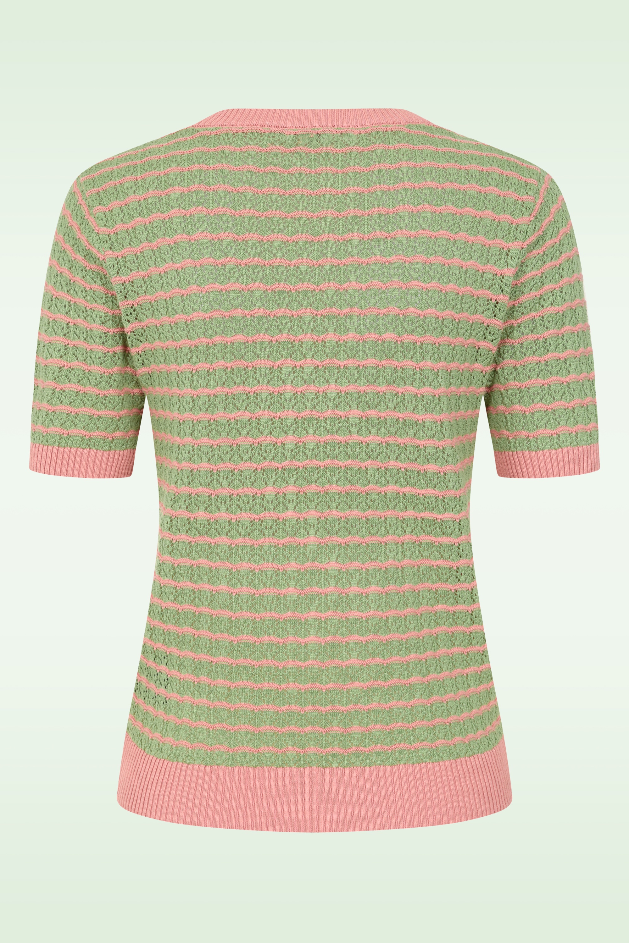 Banned Retro - Serena gebreid truitje van katoen in groen en roze 5