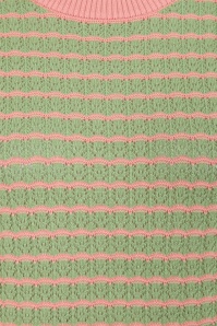 Banned Retro - Serena gebreid truitje van katoen in groen en roze 3