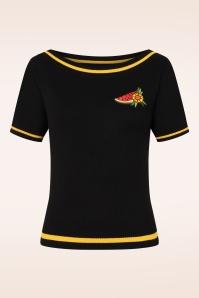 Banned Retro - Luna Summer gebreid truitje in zwart 2