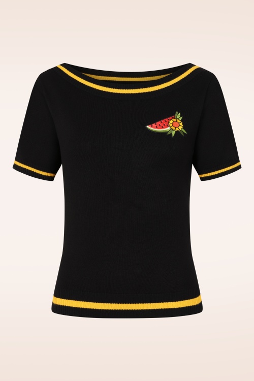 Banned Retro - Luna Summer gebreid truitje in zwart 2