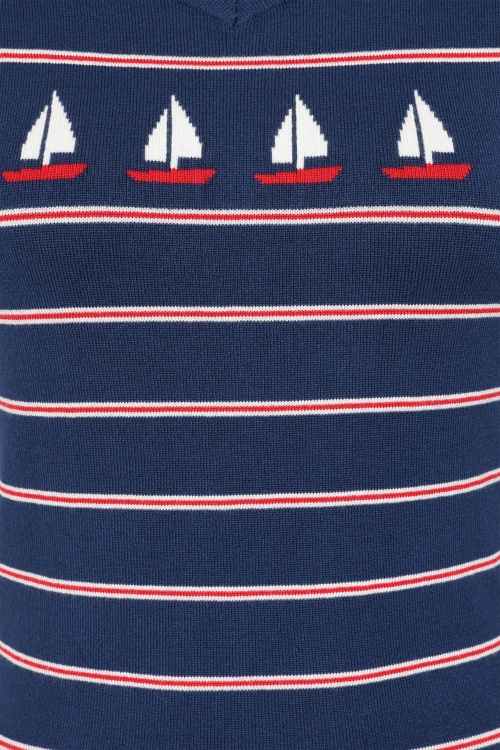 Banned Retro - Marine Molly gebreid truitje in navy 3