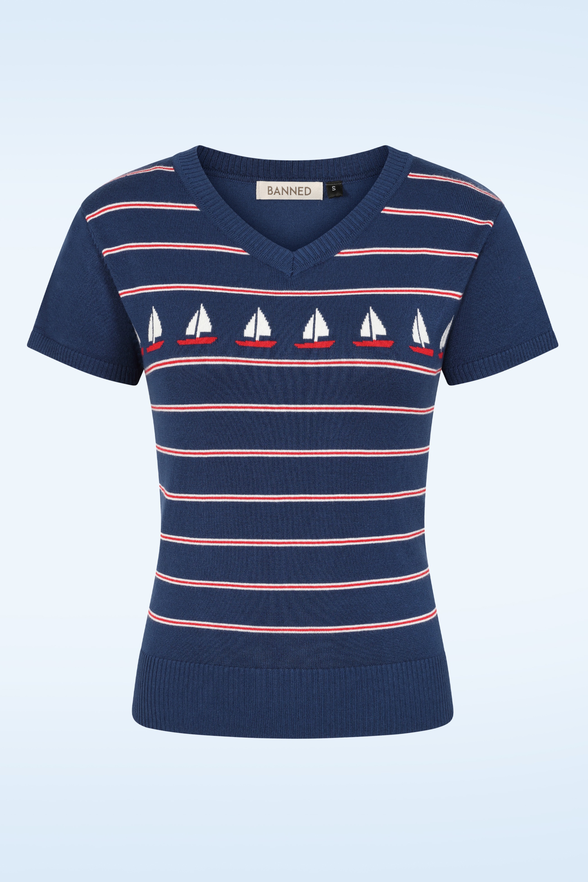 Banned Retro - Marine Molly gebreid truitje in navy 2