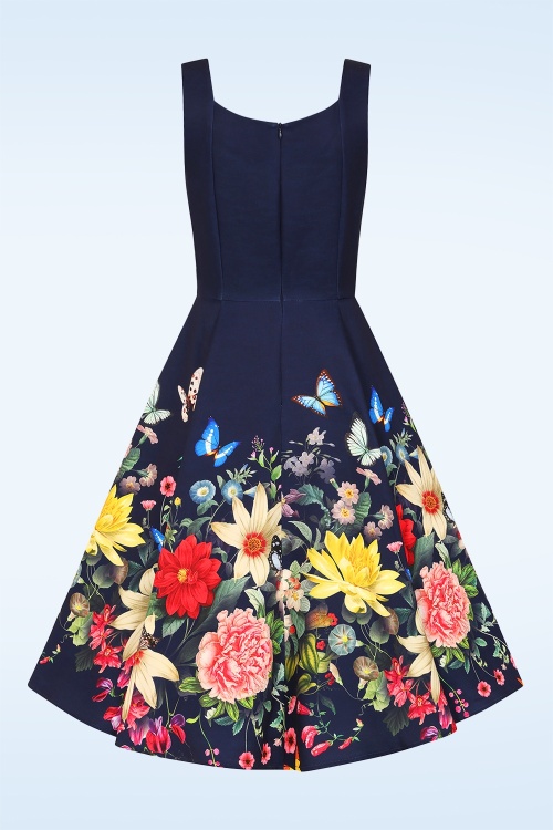 Hearts & Roses - Enchanted Garden swing jurk in marineblauw 5