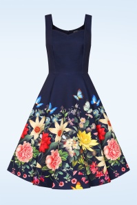 Hearts & Roses - Enchanted Garden swing jurk in marineblauw 2