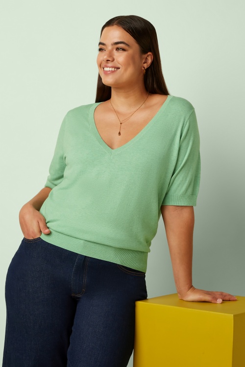 King Louie - Agnes V Cocoon top in sprucestone mint