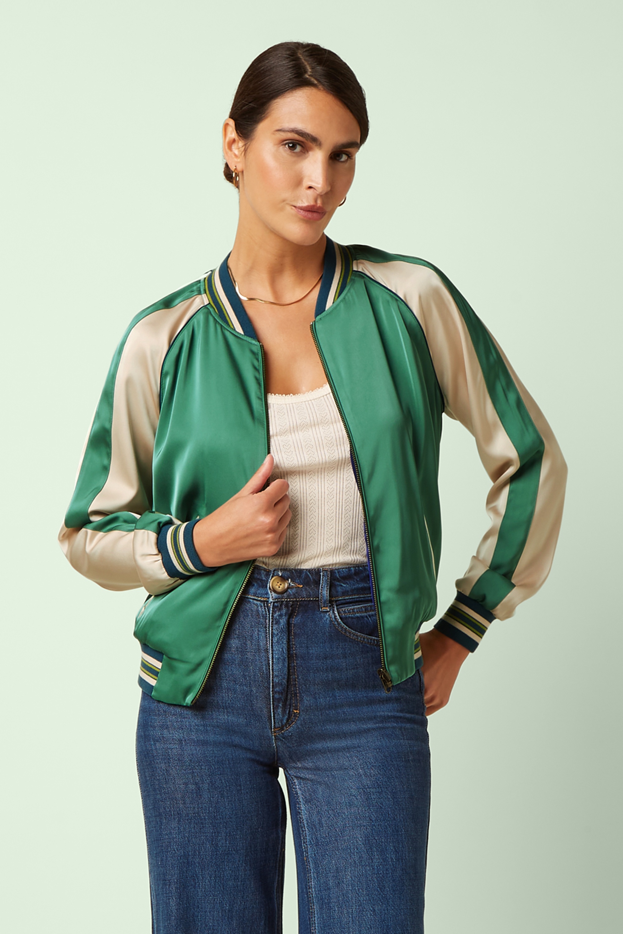 King Louie - Lazou Reversible bomber jack in fir groen  3