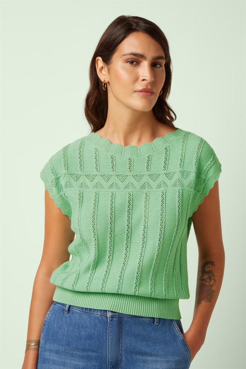 King Louie - Liora Rocky Ajour top in minty meadow