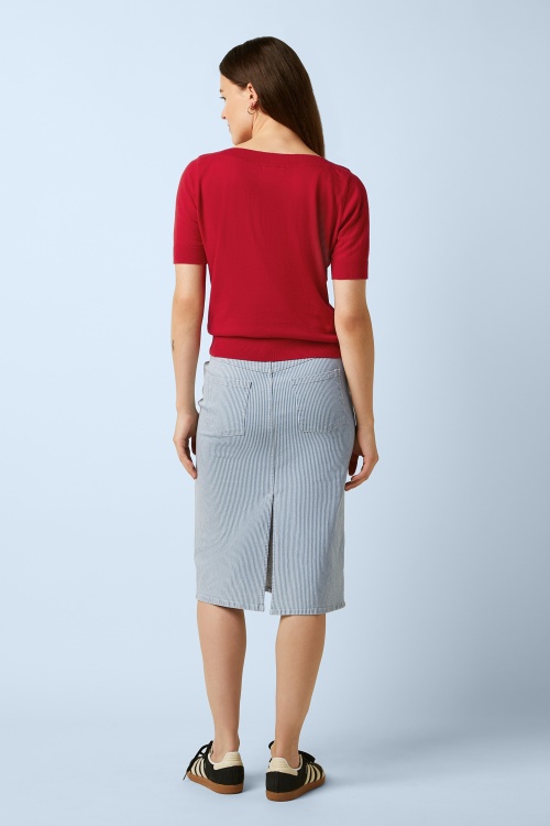 King Louie - Prisca Corner Stripe rok in denim blauw 4