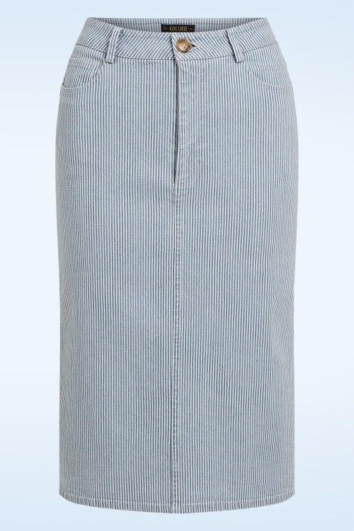 King Louie - Prisca Corner Stripe rok in denim blauw 2