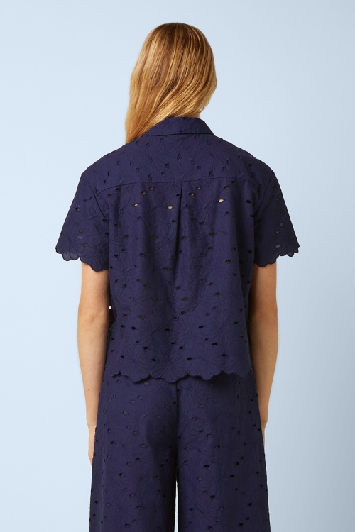 King Louie - Evelina Brava Broderie blouse in beacon blauw 4