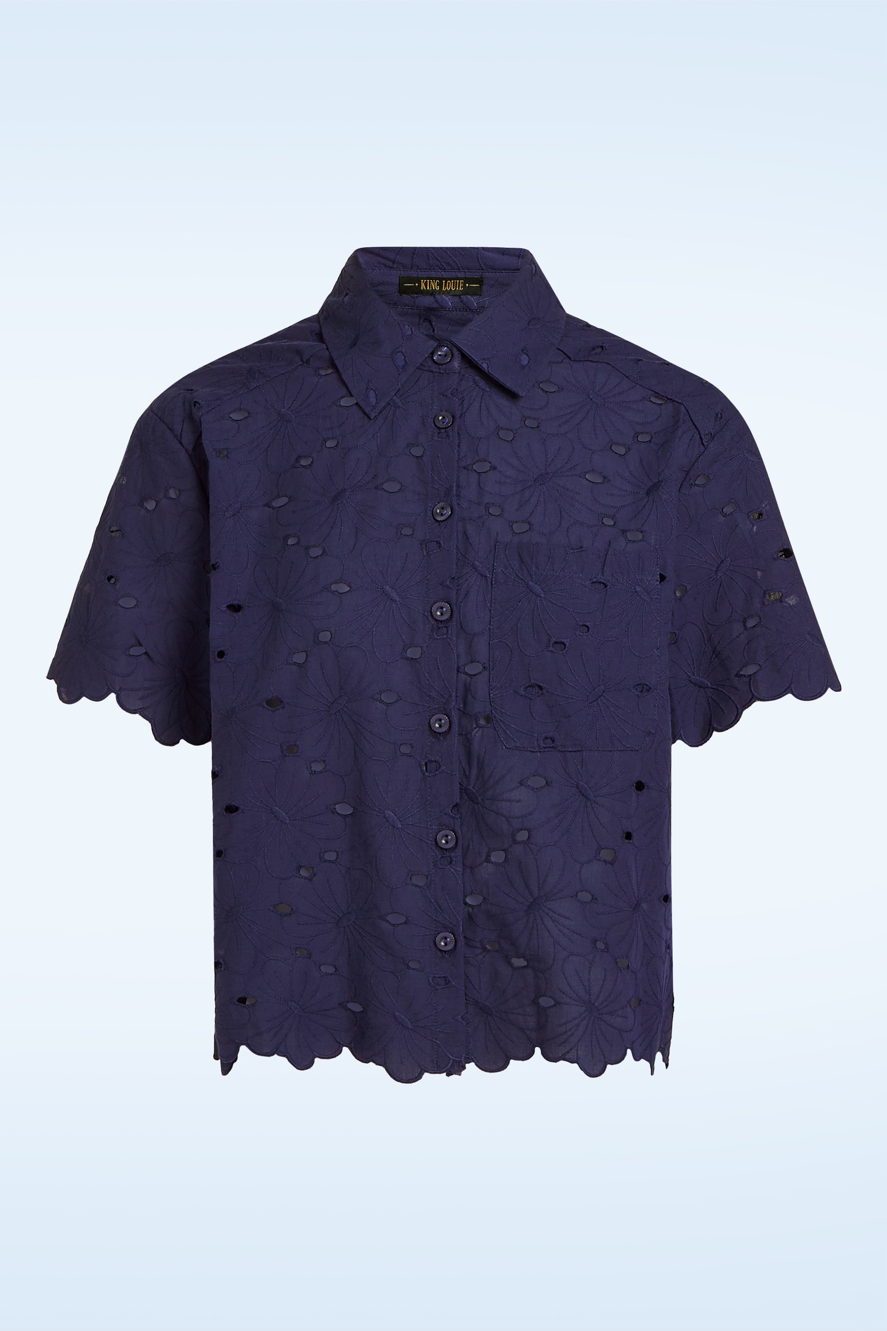 King Louie - Evelina Brava Broderie blouse in beacon blauw 3