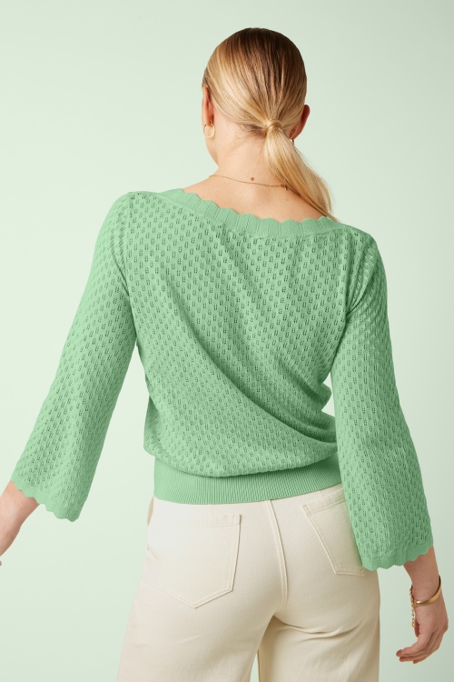 King Louie - Audrey Rocky Ajour top in minty meadow 3