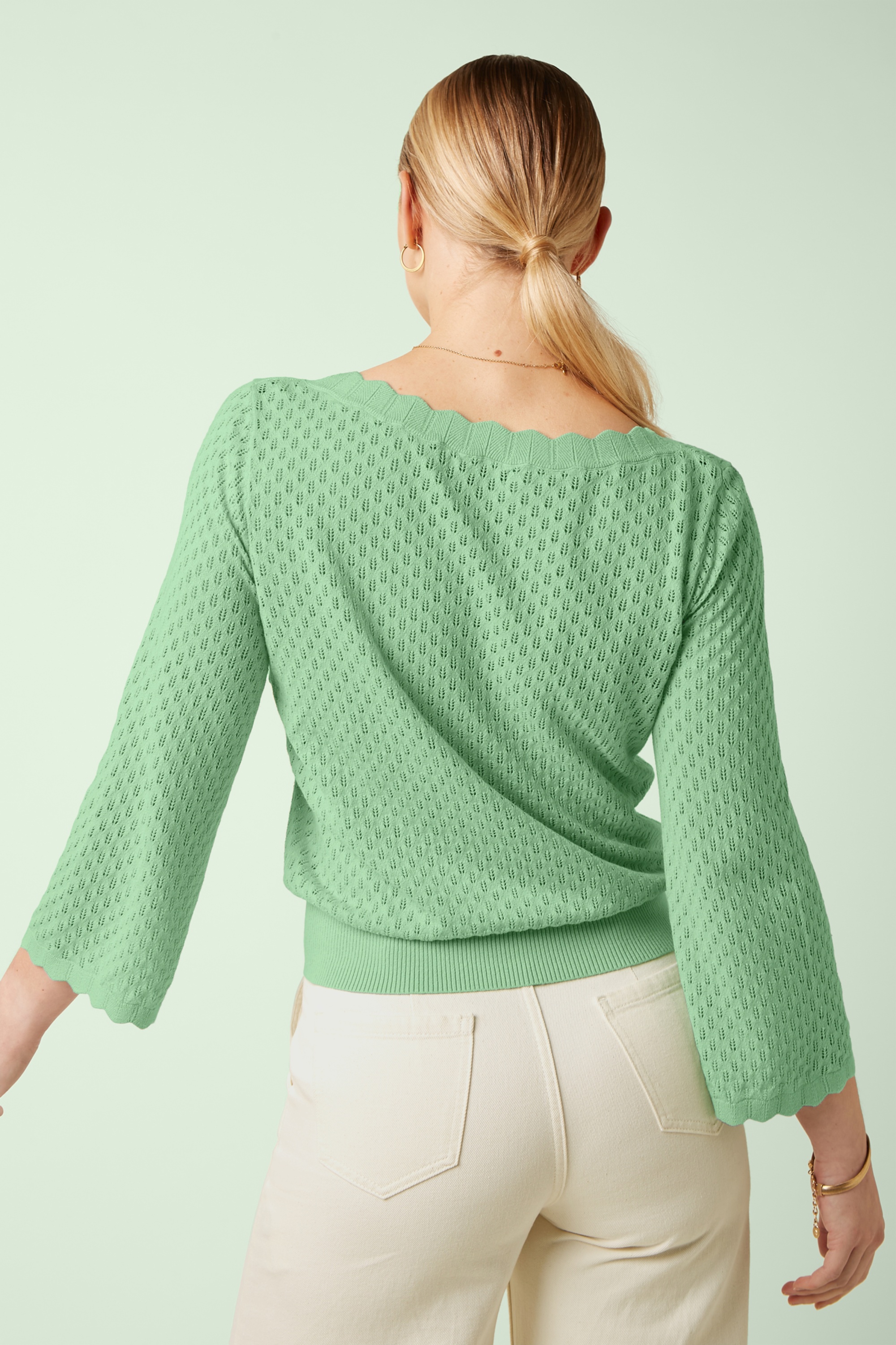 King Louie - Audrey Rocky Ajour top in minty meadow 3
