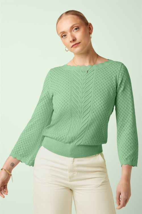 King Louie - Audrey Rocky Ajour top in minty meadow