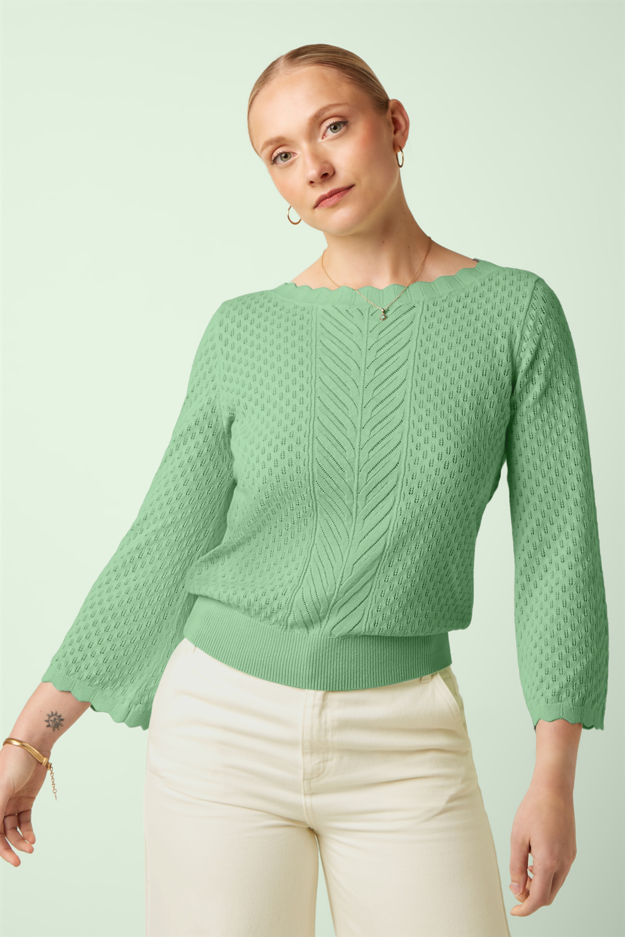 King Louie - Audrey Rocky Ajour top in minty meadow