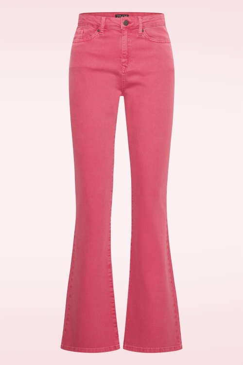 Zilch - Dora katoenen flared jeans in gewassen middenblauw