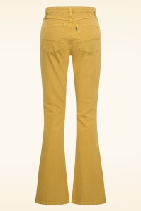 Zilch - Dora katoenen flared jeans in mosterdgeel  2