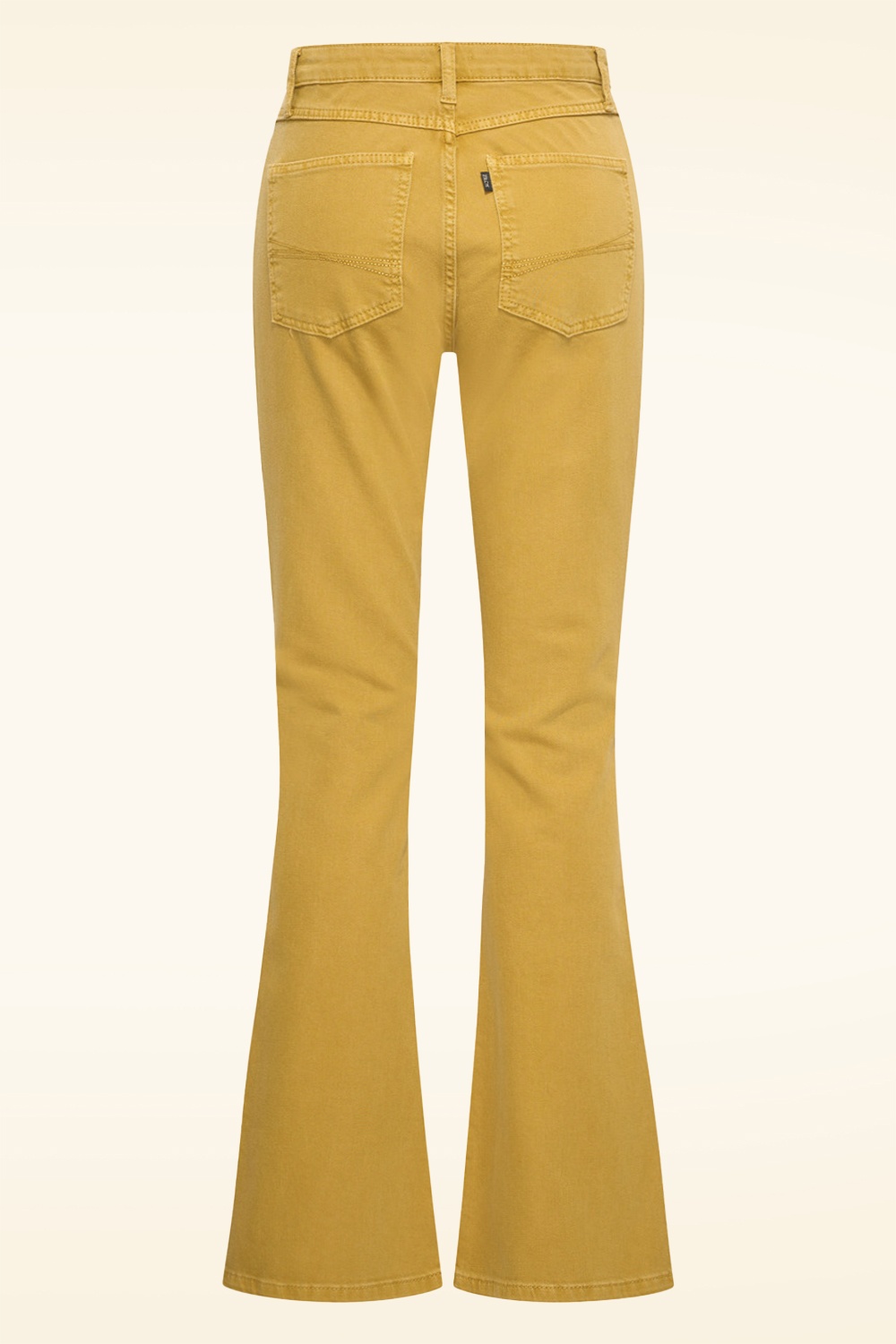 Zilch - Dora katoenen flared jeans in mosterdgeel  2
