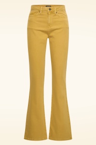 Zilch - Dora katoenen flared jeans in mosterdgeel 