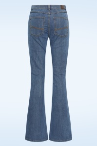 Zilch - Dora katoenen flared jeans in gewassen middenblauw 2