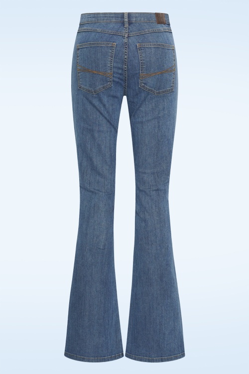 Zilch - Dora katoenen flared jeans in gewassen middenblauw 2
