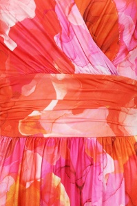 Vintage Chic for Topvintage - Topvintage exclusive ~ Irene aquarel overslag swing jurk in oranje en roze 2