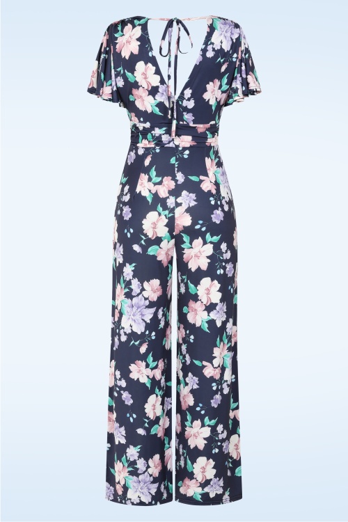 Vintage Chic for Topvintage - Topvintage exclusive ~ Petal Parade jumpsuit in marineblauw 2