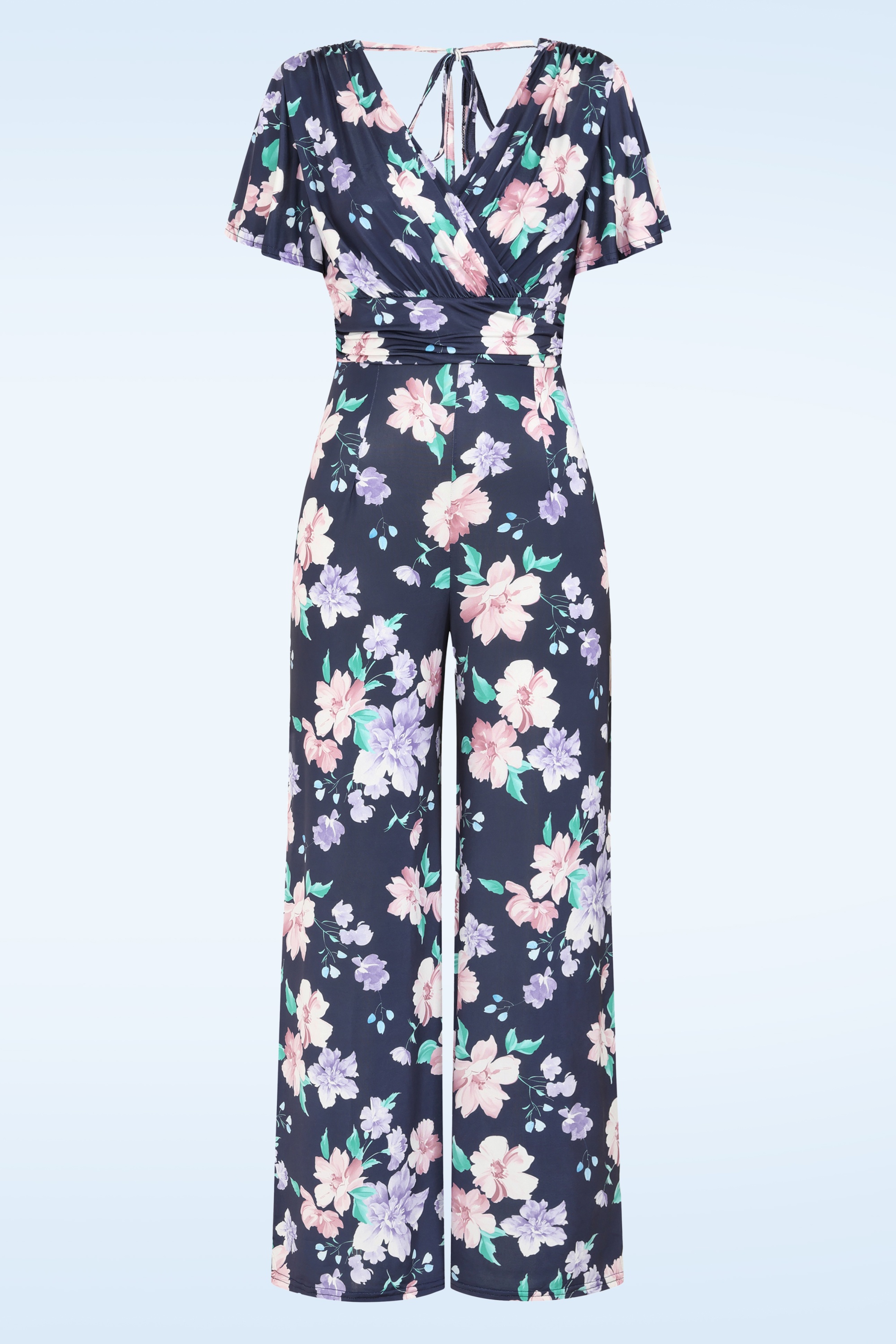 Vintage Chic for Topvintage - Topvintage exclusive ~ Petal Parade jumpsuit in marineblauw