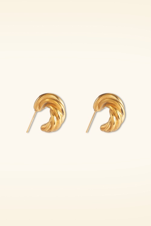 Day&Eve by Go Dutch Label - Croissant Creole oorbellen in goud 2