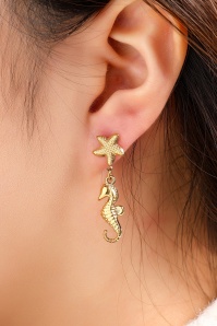 Day&Eve by Go Dutch Label - Seahorse Starfish oorbellen in goud