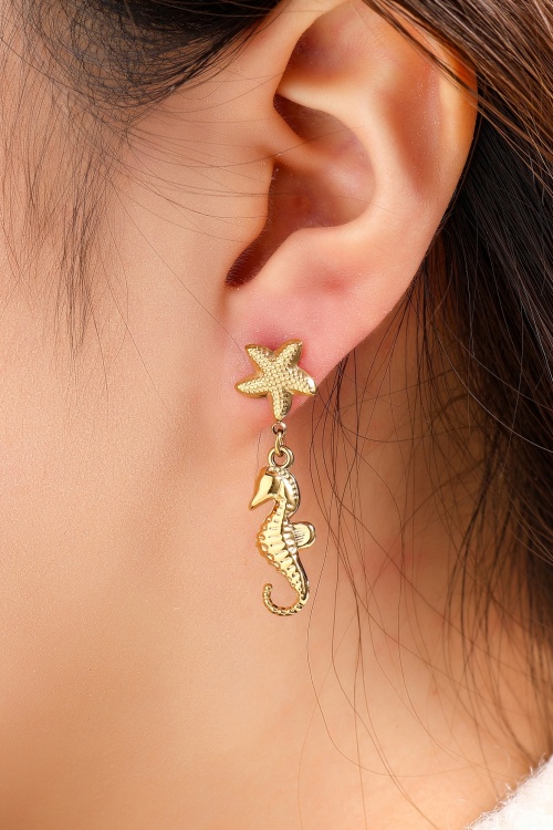 Day&Eve by Go Dutch Label - Seahorse Starfish oorbellen in goud