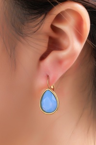 Day&Eve by Go Dutch Label - French Hook Big Drop Stone oorbellen in blauw