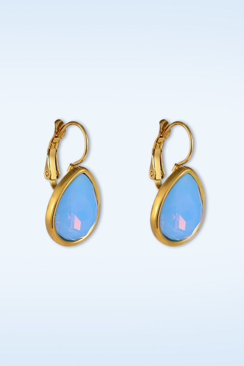Day&Eve by Go Dutch Label - French Hook Big Drop Stone oorbellen in blauw 2