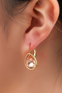 Day&Eve by Go Dutch Label - French Hook Big Drop Stone oorbellen in perzik