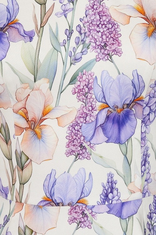 Hearts & Roses - Lavender Fields swing jurk in crème en paars 6