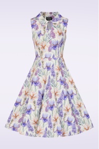 Hearts & Roses - Lavender Fields swing jurk in crème en paars 2