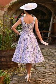 Hearts & Roses - Violet Whisper swing jurk in wit en paars 4