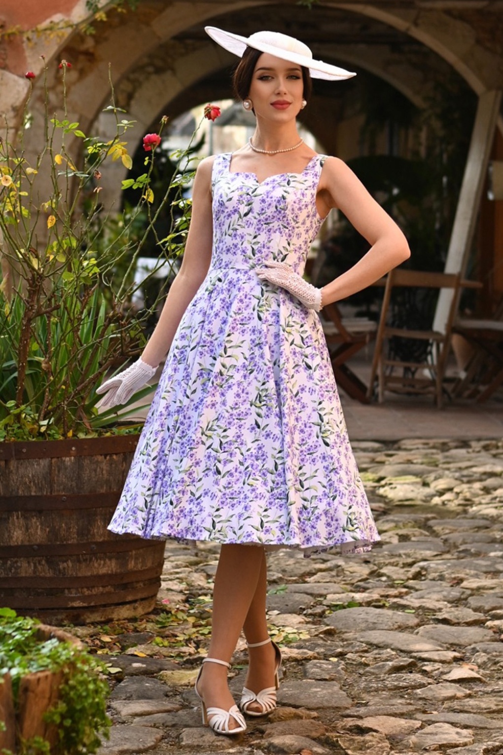 hearts and roses purple dress Bonnie Floral Swing Dress in Purple