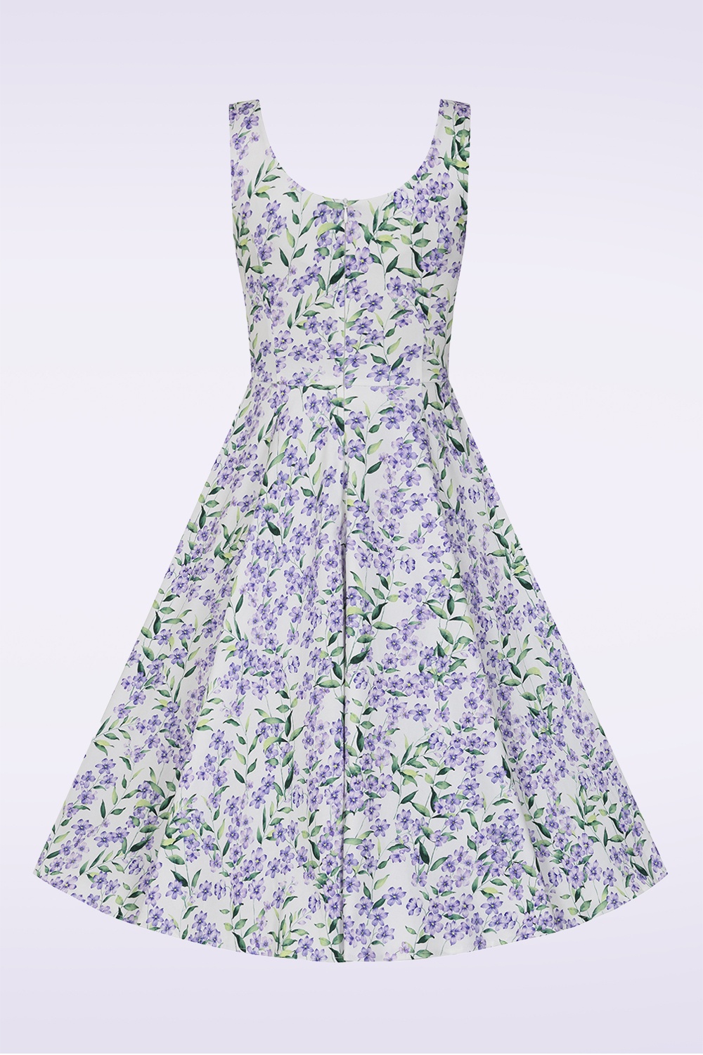 Hearts & Roses - Violet Whisper swing jurk in wit en paars 5