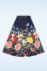 Hearts & Roses - Enchanted Garden swing rok in marineblauw