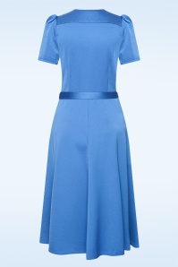 Very Cherry - Magnolia Essenza Satin midi jurk in azuur 2
