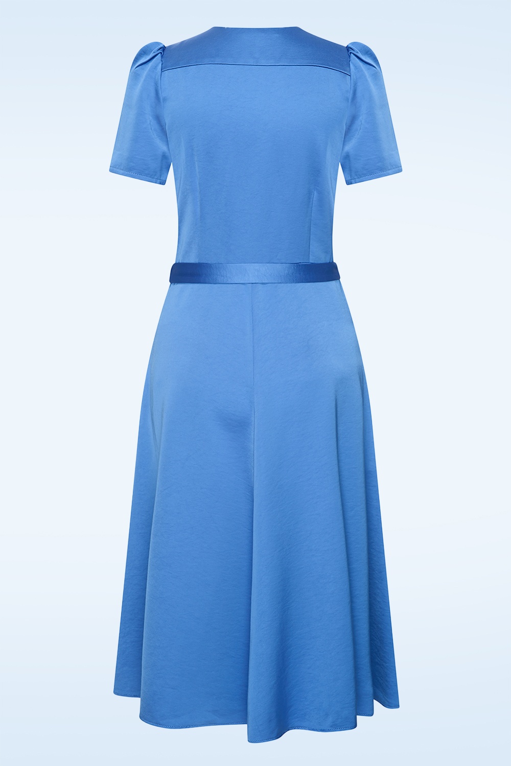 Very Cherry - Magnolia Essenza Satin midi jurk in azuur 2