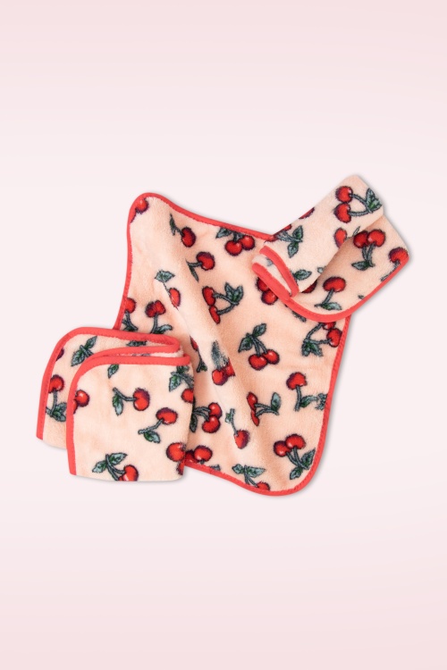 The Vintage Cosmetic Company - Make-updoekjes met kersenprint in roze 2